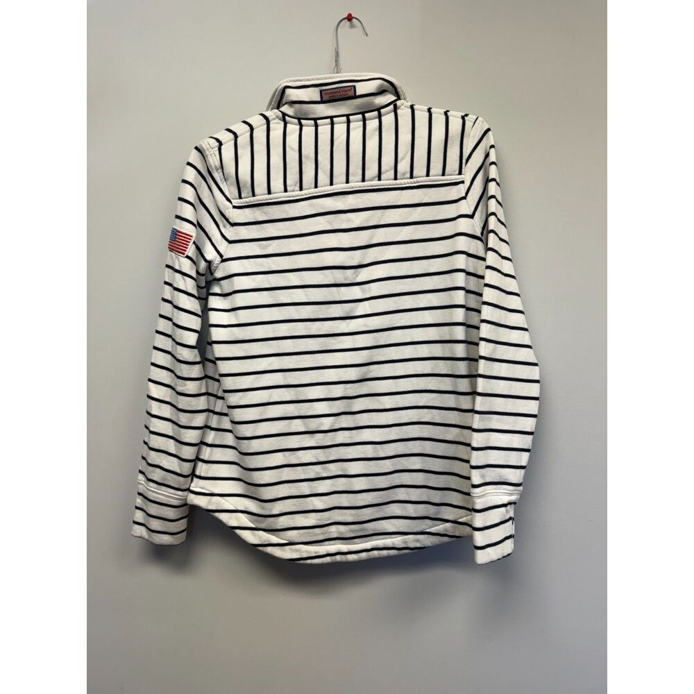Vineyard Vines Shep Shirt Americana Striped 1/4 Zip Pullover Womens S NWT Navy - Picture 2 of 5